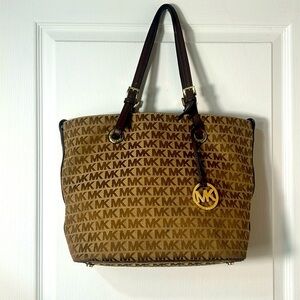 MICHAEL KORS TOT BAG BROWN TAN LOGO SHOULDER BAG